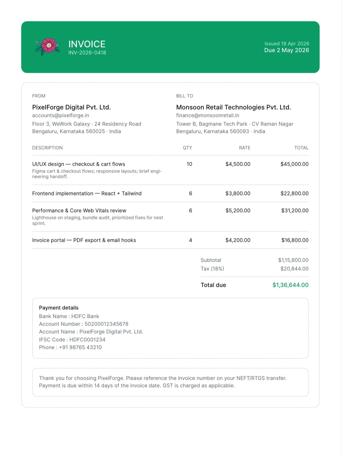 Bold invoice template