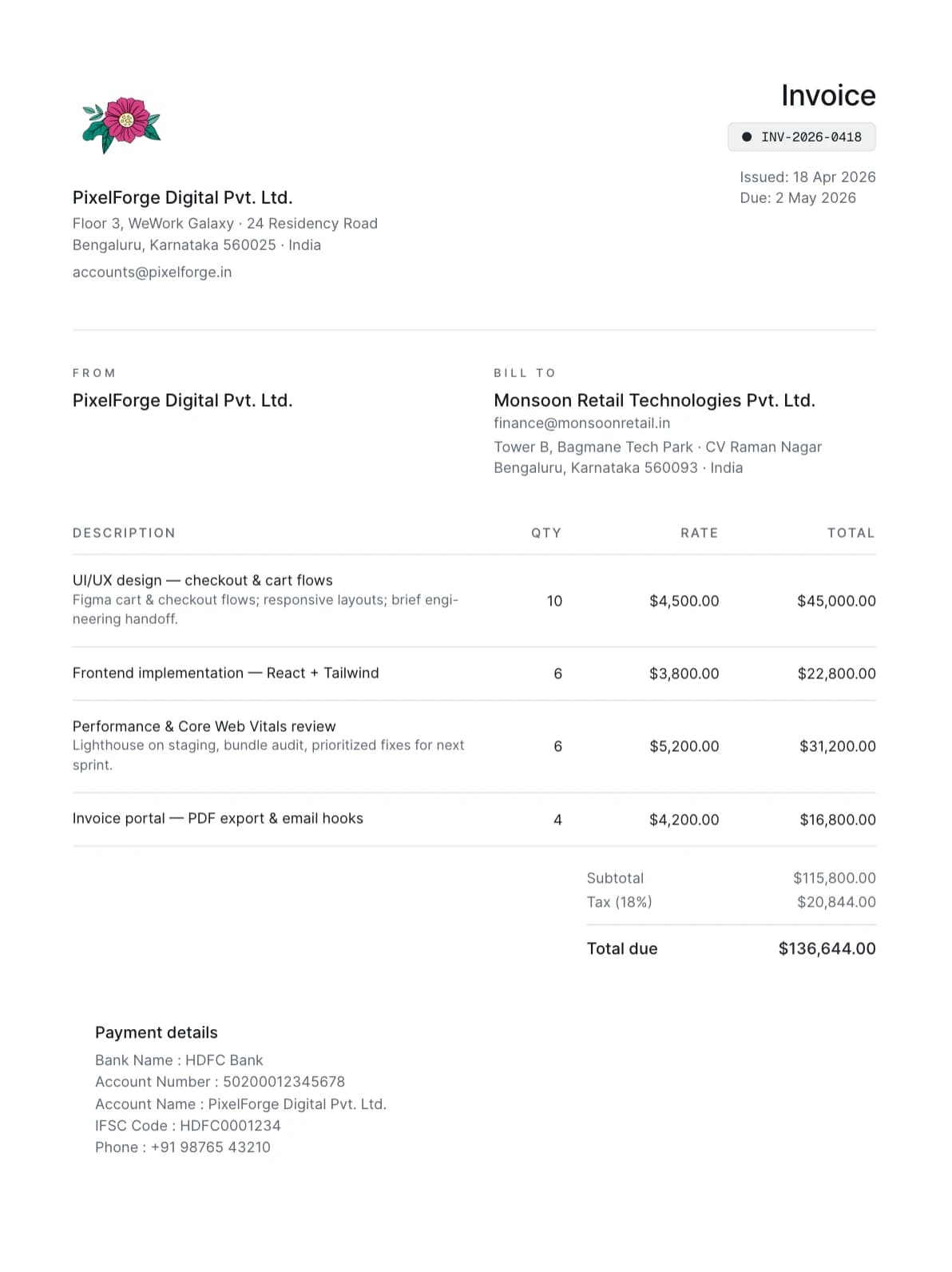 Classic invoice template