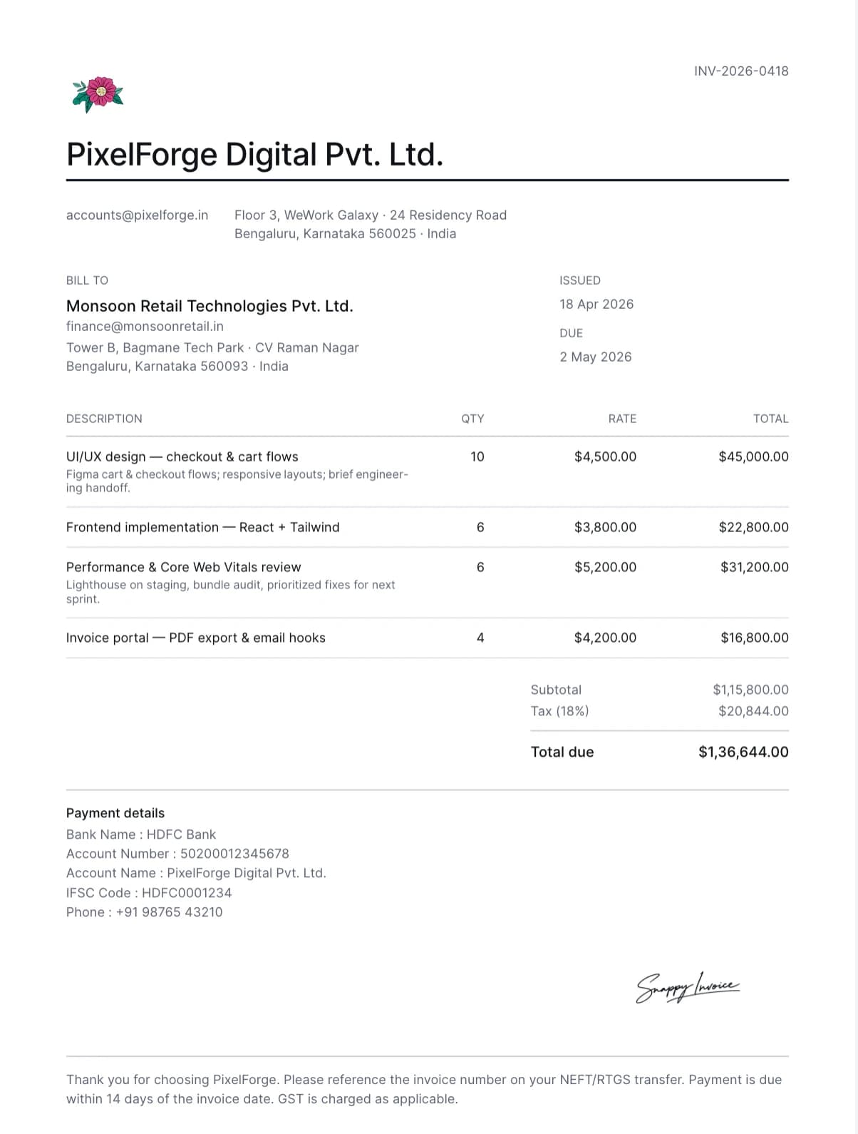 Minimal invoice template