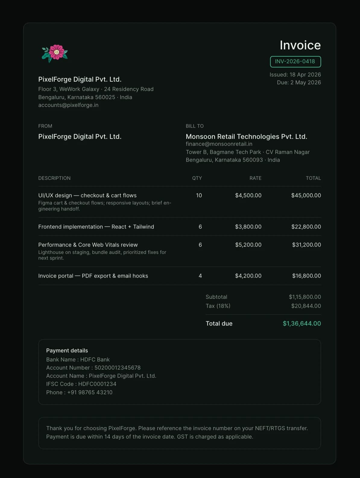 Modern invoice template
