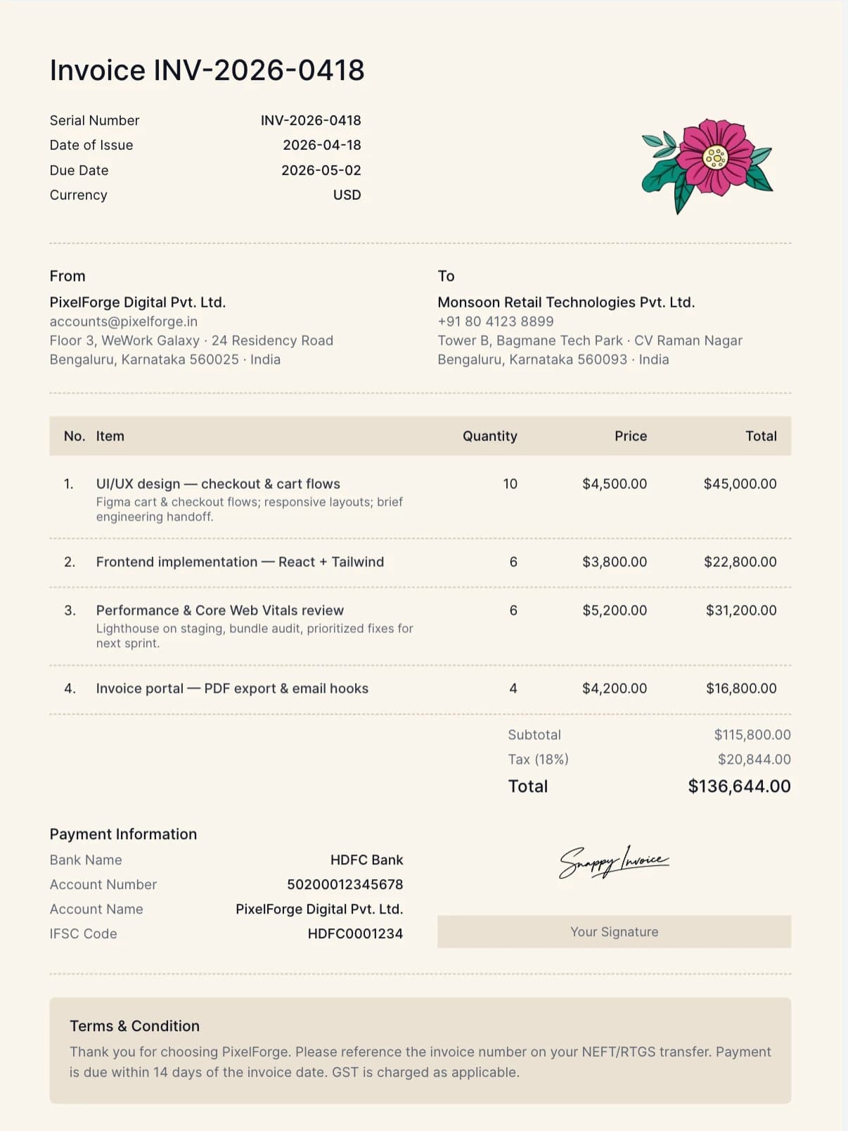 Paper invoice template